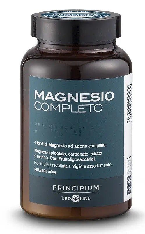 BIOS LINE Principium, Magnesio completo, 4 fonti di magnesio ad azione completa, Integratore anti stress, Senza glutine e senza lattosio (400g)