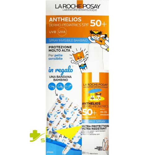 La roche posay Anthelios Dermo Pediatrics Spray Solare 50+ Bambini 200 ml + Bandana Bambino in Omaggio