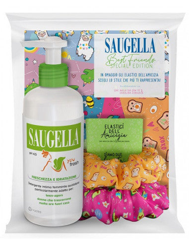 Saugella Best Friends Special Edition You Fresch Detergente intimo Ragazza Ph 4,5 200ml + 2 Elastici Capelli