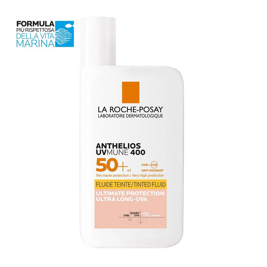 La roche-posay ANTHELIOS UVMUNE 400 FLUIDO INVISIBILE COLORATO SPF50+ Protezione colorata molto alta contro i raggi UV.